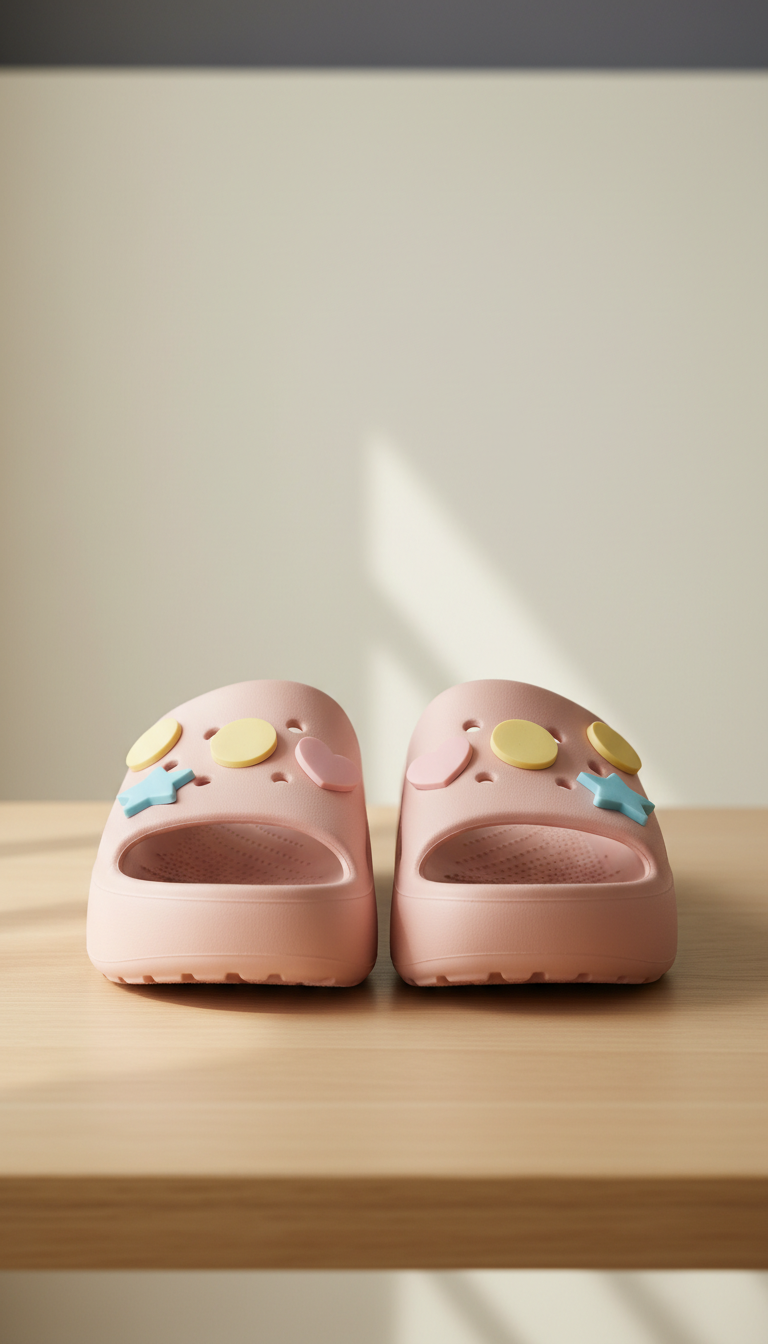 Platform slide in blush pink